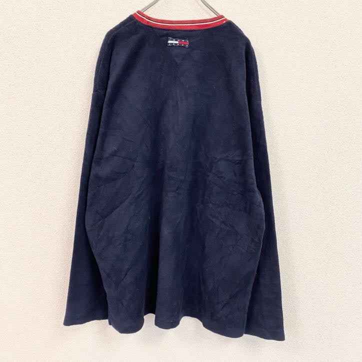 90s　TOMMY JEANS　トミージーンズ　フリースプルオーバー　ヴィンテージ　紺　ネイビー　2XLサイズ