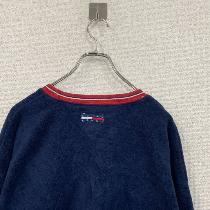 90s　TOMMY JEANS　トミージーンズ　フリースプルオーバー　ヴィンテージ　紺　ネイビー　2XLサイズ