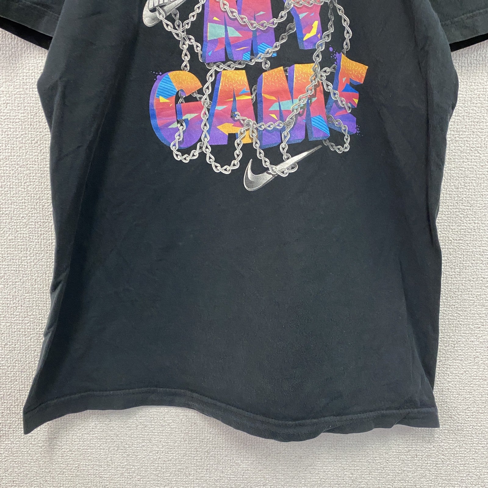 NIKE　ナイキ　半袖プリントTシャツ　スウッシュ　3連プリント　黒　ブラック