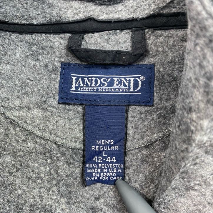 ～90s　LAND’S END　ランズエンド　フルジップフリースジャケット　ヴィンテージ　グレー　Lサイズ
