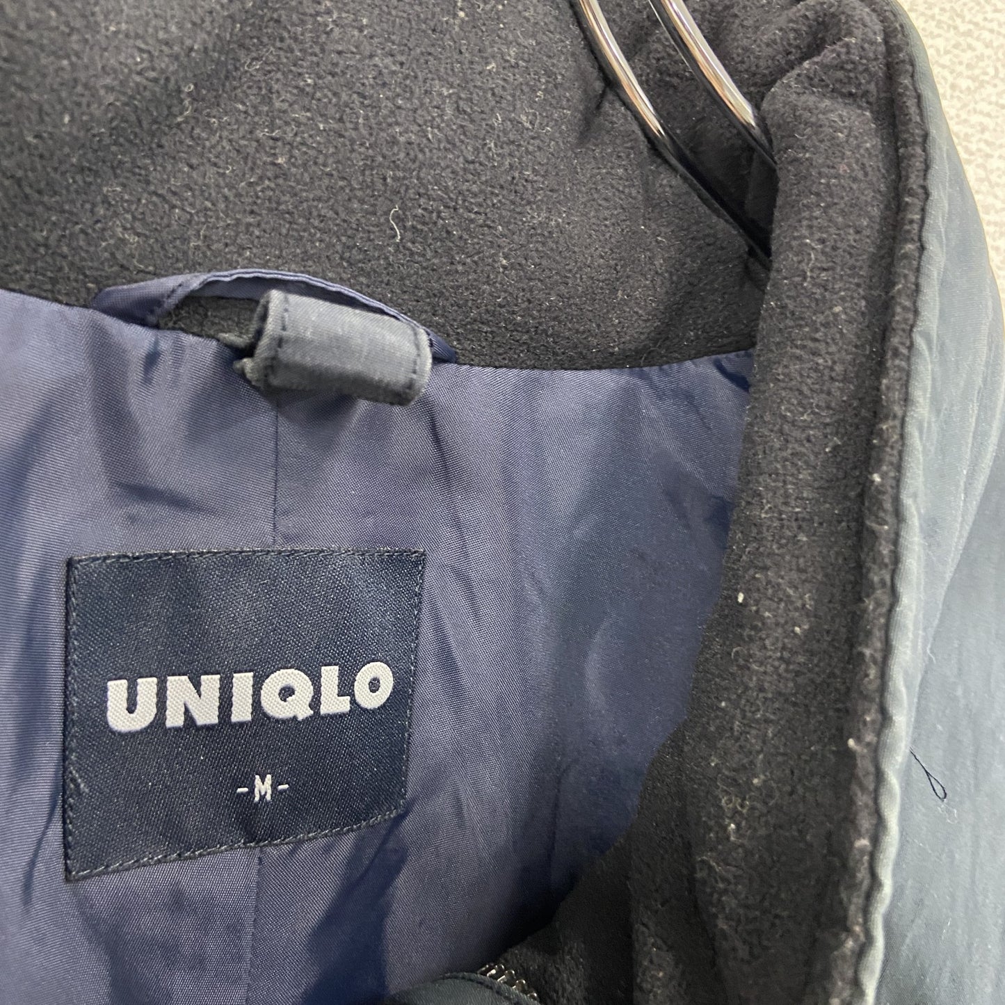 90s～　OLD UNIQLO　オールドユニクロ　フルジップナイロンジャケット　比翼仕立て　ヴィンテージ　紺　ネイビー　Mサイズ