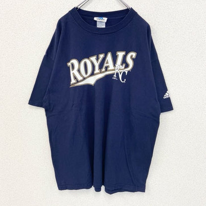 古着 used　adidas アディダス　半袖プリントTシャツ　MLB　ネイビー　カンザスシティ ロイヤルズ　2XLサイズ