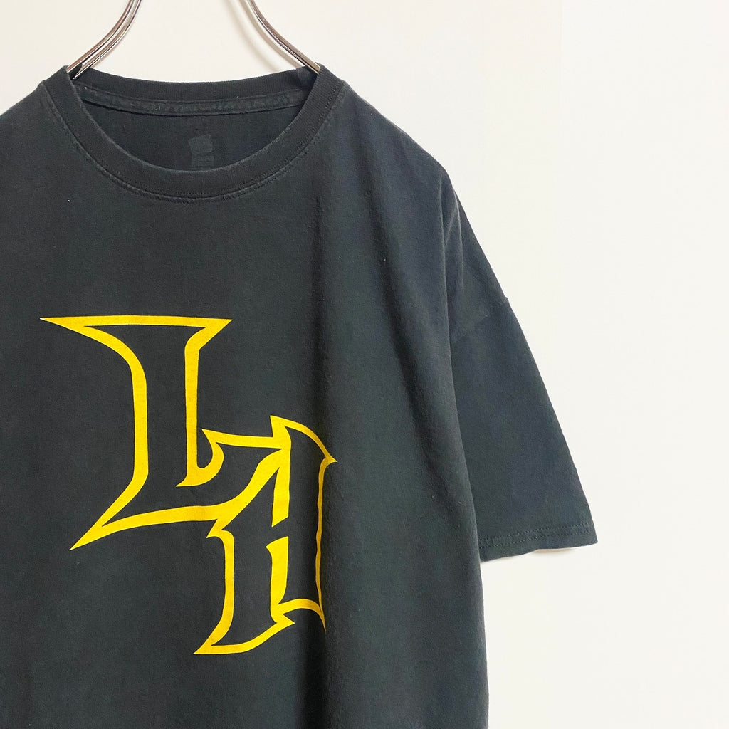 古着 used　半袖デザインTシャツ　バックプリント　クルーネック　黒　ブラック　春夏服　メンズ　レディース