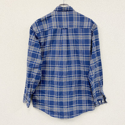 Eddie Bauer　エディーバウアー　長袖ボタンダウンシャツ　チェック柄　青　ブルー　Sサイズ