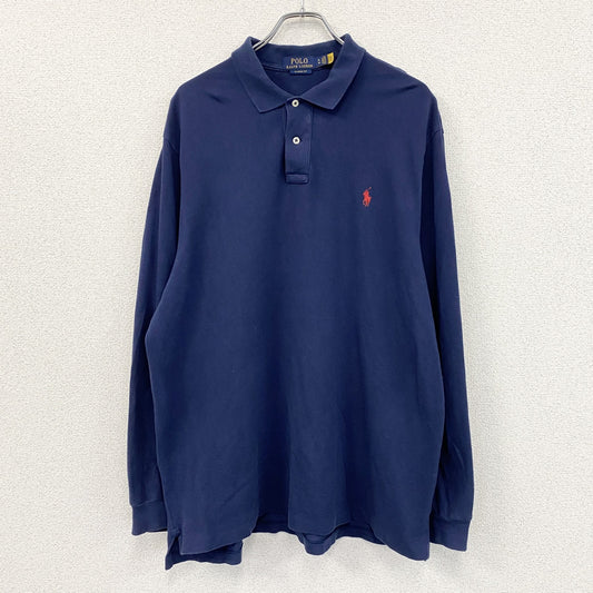 Polo Ralph Laure　ポロラルフローレン　長袖ポロシャツ　刺繍ロゴ　紺　ネイビー　XLサイズ