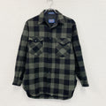 70s　PENDELTON　ペンドルトン　ウールシャツ　CPOシャツ　ヴィンテージ　ブロックチェック柄　黒　緑　Lサイズ
