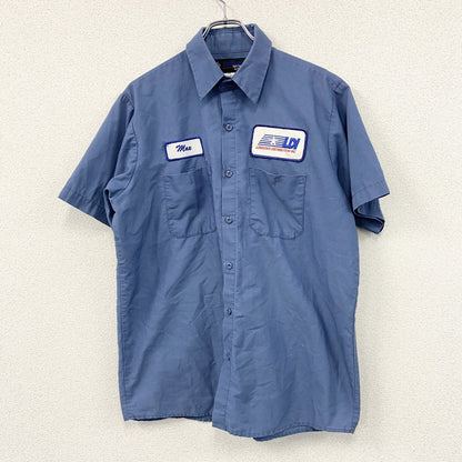 UniWeave　UniFirst　半袖ワークシャツ　ワッペン　青　ブルー　Lサイズ