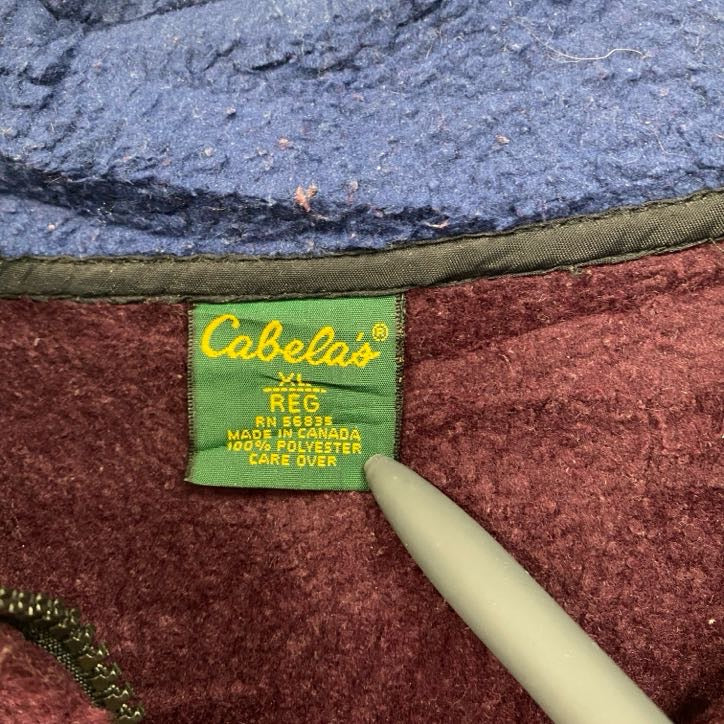 ～90s　Cabela's　カベラス　フルジップフリースジャケット　ヴィンテージ　ボルドー　XLサイズ