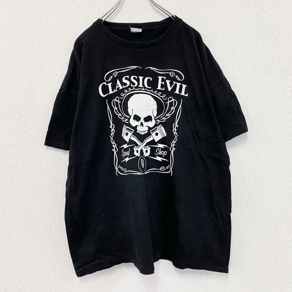 B＆C　半袖プリントTシャツ　スカル　ユーロ　黒　ブラック　3XLサイズ