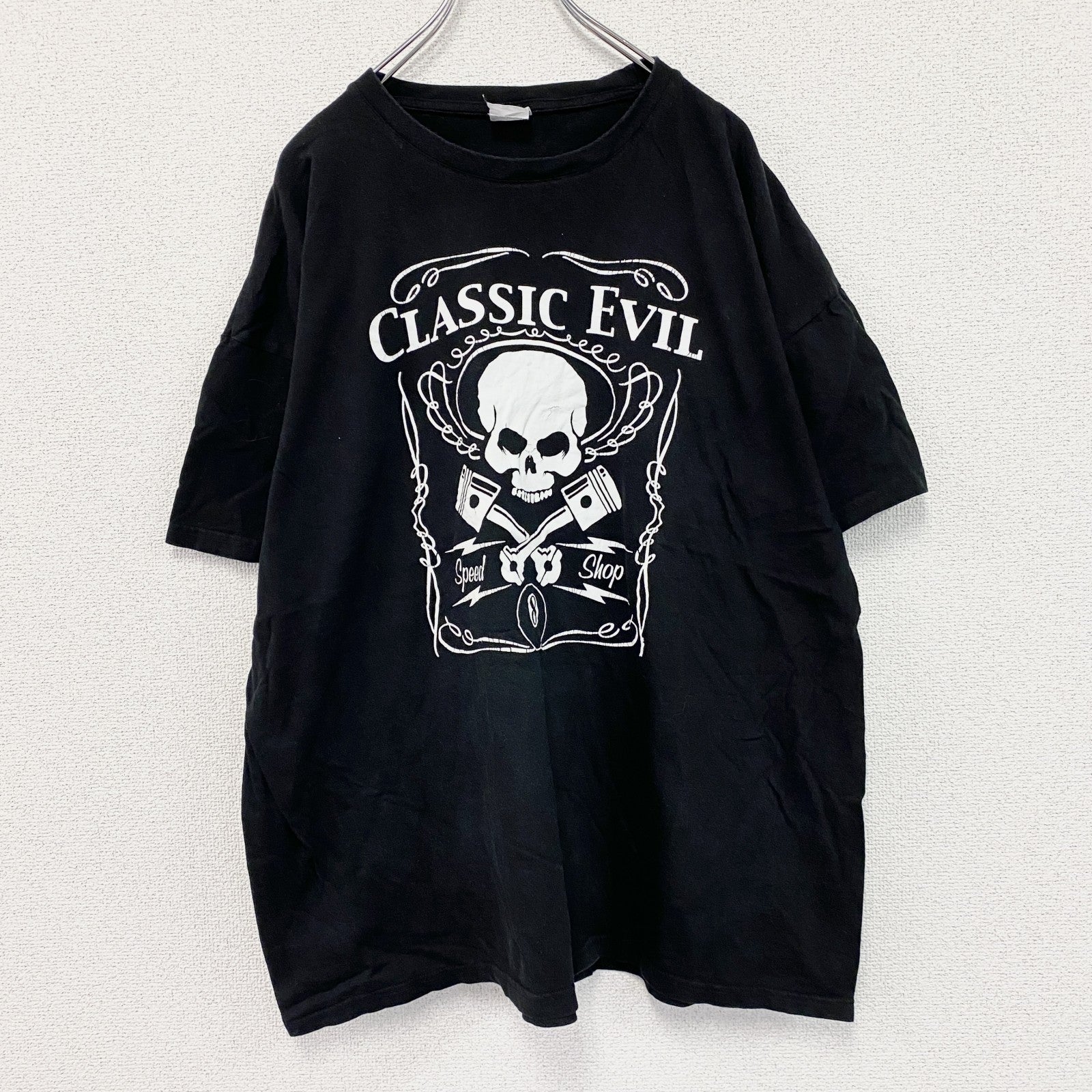 B＆C　半袖プリントTシャツ　スカル　ユーロ　黒　ブラック　3XLサイズ