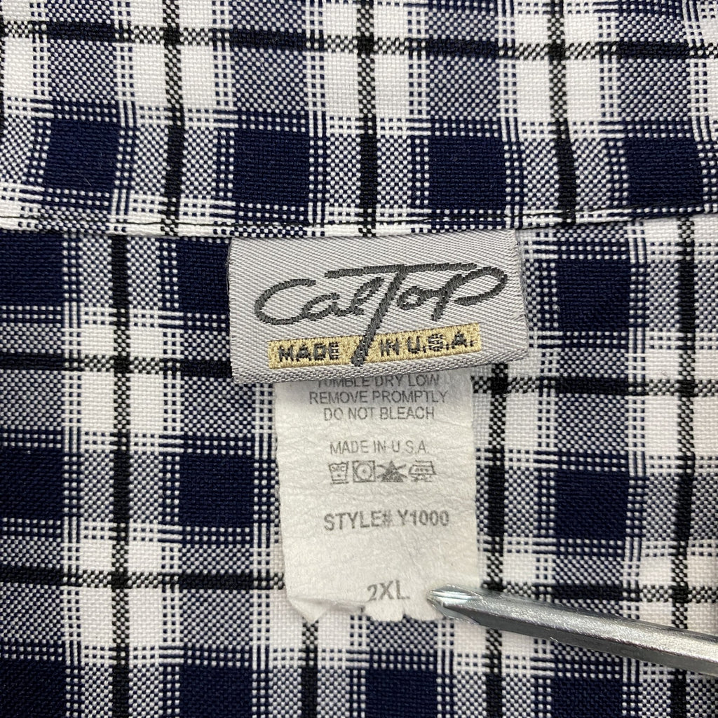 ～90s　CALTOP　キャルトップ　半袖ボックスシャツ　チェック柄　ヴィンテージ　黒　ブラック　2XLサイズ