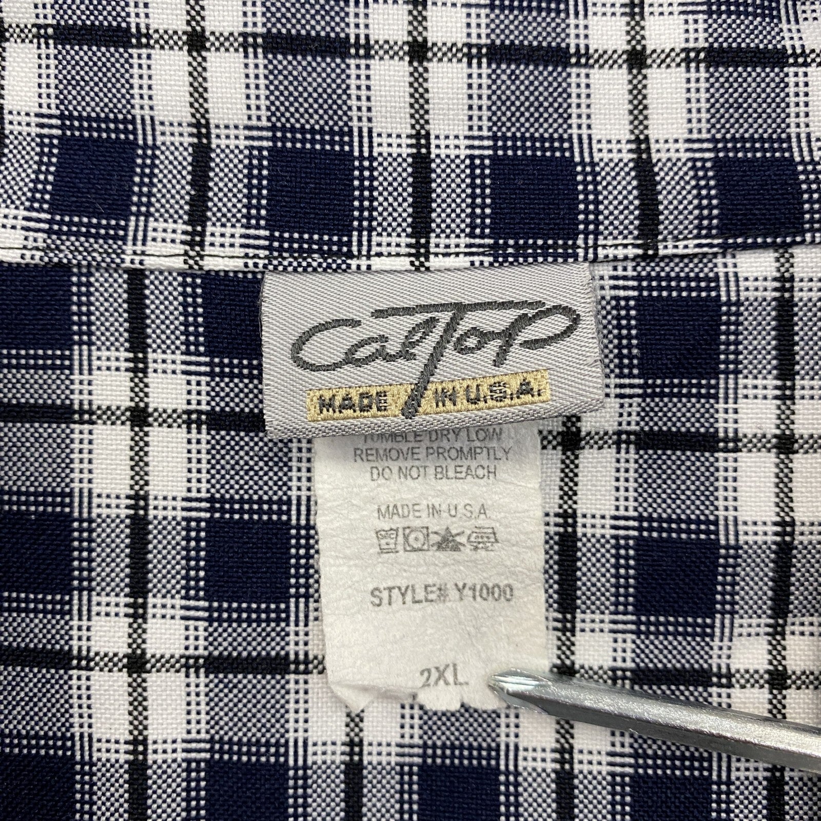 ～90s　CALTOP　キャルトップ　半袖ボックスシャツ　チェック柄　ヴィンテージ　黒　ブラック　2XLサイズ