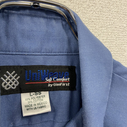 UniWeave　UniFirst　半袖ワークシャツ　ワッペン　青　ブルー　Lサイズ