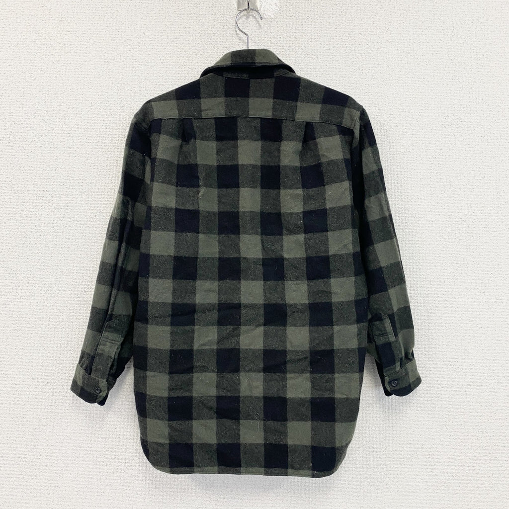 70s　PENDELTON　ペンドルトン　ウールシャツ　CPOシャツ　ヴィンテージ　ブロックチェック柄　黒　緑　Lサイズ
