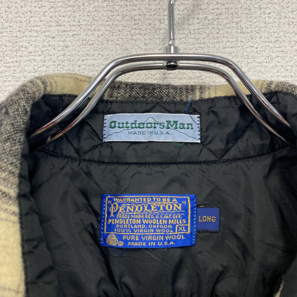 70s　PENDELTON　ペンドルトン　ウールシャツ　ヴィンテージ　オンブレチェック柄　黒　ブラック　XLサイズ