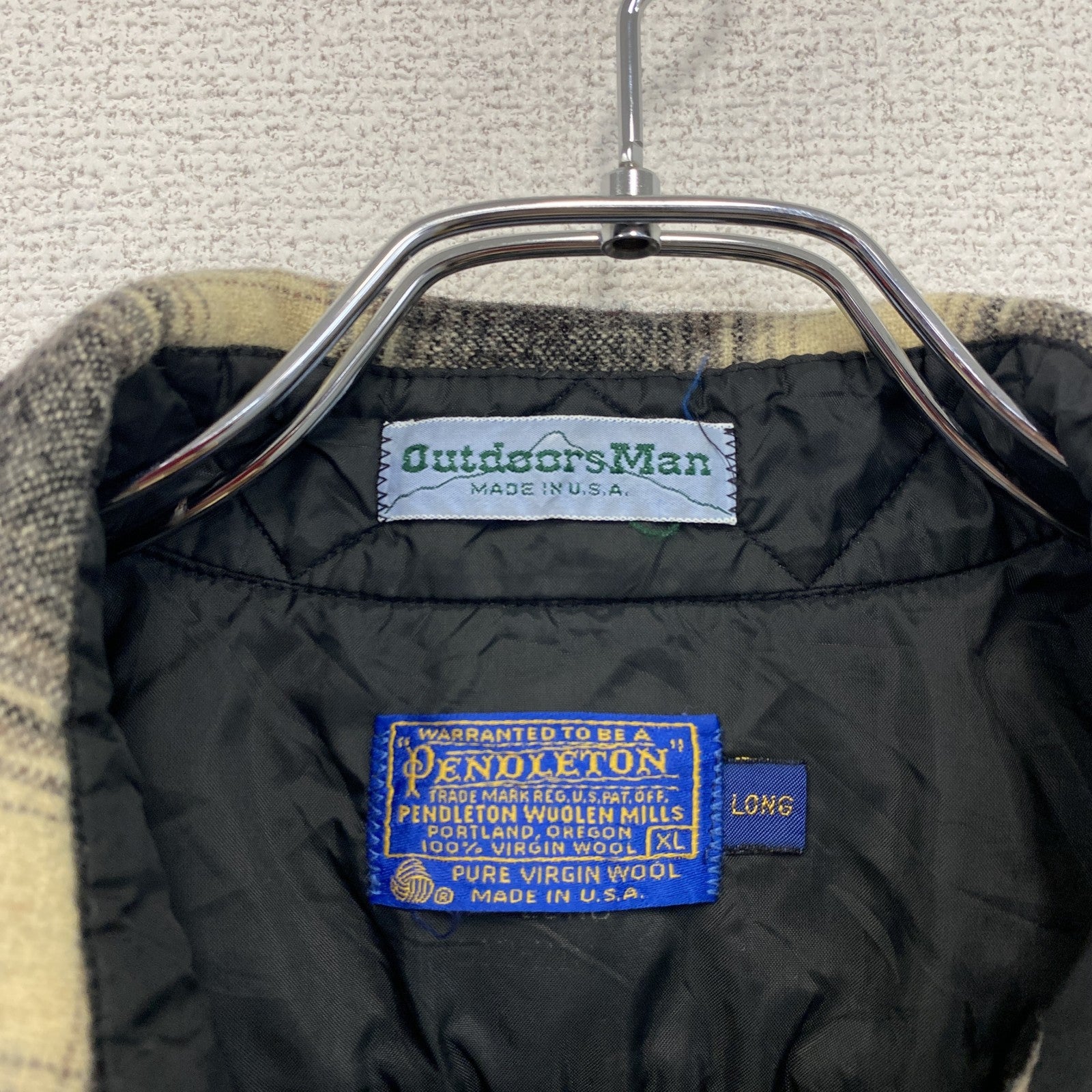 70s　PENDELTON　ペンドルトン　ウールシャツ　ヴィンテージ　オンブレチェック柄　黒　ブラック　XLサイズ