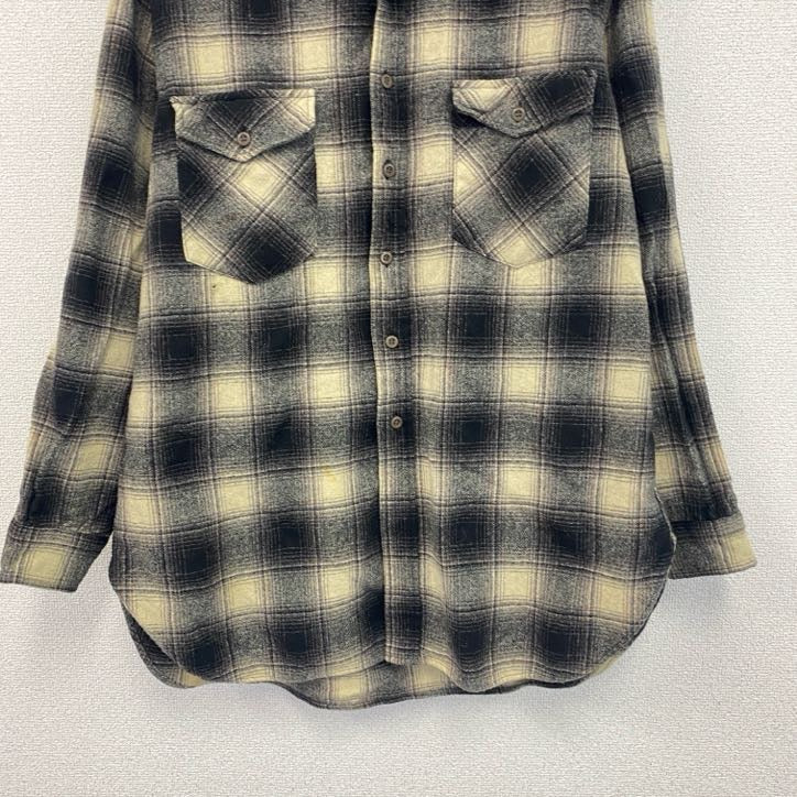 70s　PENDELTON　ペンドルトン　ウールシャツ　ヴィンテージ　オンブレチェック柄　黒　ブラック　XLサイズ