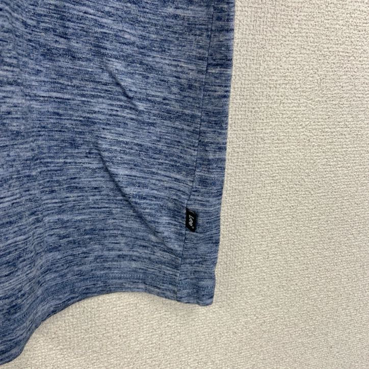 古着 used　LEE リー　半袖ヘンリーネックTシャツ　青　ブルー　ノームコア　無地　ラフ　春夏服　ハーフボタン　Mサイズ