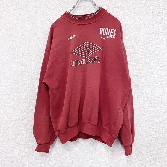 90s　UMBRO　アンブロ　スウェット/トレーナー　フェード　デカロゴ　ヴィンテージ　赤　レッド　Lサイズ