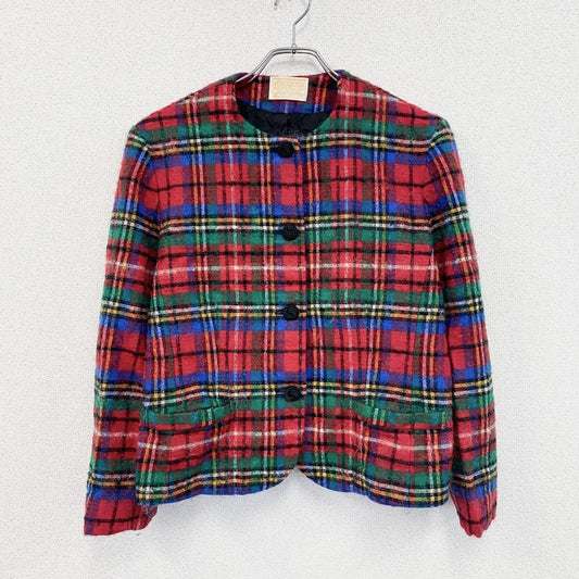 70s　PENDLETON　ペンドルトン　ウールノーカラージャケット　ヴィンテージ　タータンチェック　マルチカラー