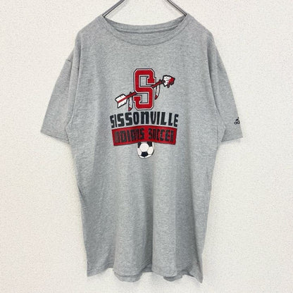 古着 used　adidas アディダス　半袖プリントTシャツ　グレー　シッソンヴィル　インディアンズ サッカー　Lサイズ