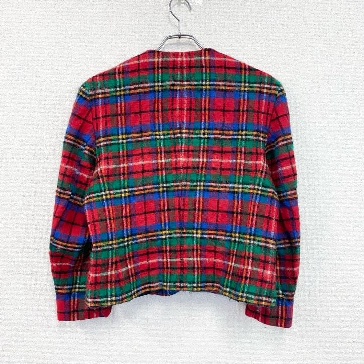 70s　PENDLETON　ペンドルトン　ウールノーカラージャケット　ヴィンテージ　タータンチェック　マルチカラー