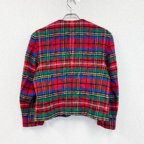 70s　PENDLETON　ペンドルトン　ウールノーカラージャケット　ヴィンテージ　タータンチェック　マルチカラー