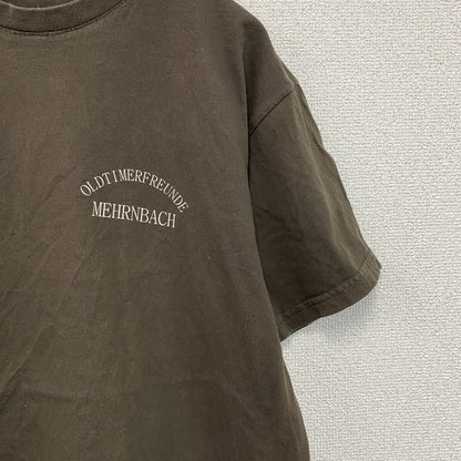 B＆C　半袖プリントTシャツ　アーチプリント　3連プリント　両面プリント　クルーネック　茶色　ブラウン　Mサイズ