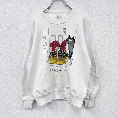 ～90s　crazy shirts　スウェット/トレーナー　ヴィンテージ　クリバンキャット　白　ホワイト　Sサイズ