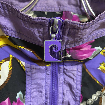 古着 used　pierre cardin ピエールカルダン　柄ナイロンジャケット　花柄　ブルゾン　アウター　秋冬服　Lサイズ