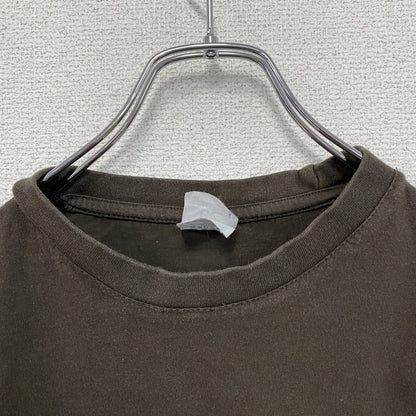 B＆C　半袖プリントTシャツ　アーチプリント　3連プリント　両面プリント　クルーネック　茶色　ブラウン　Mサイズ
