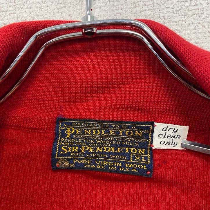 70s　PENDLETON　ペンドルトン　ウールニットカーディガン　ヴィンテージ　赤　レッド　XLサイズ