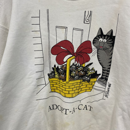 ～90s　crazy shirts　スウェット/トレーナー　ヴィンテージ　クリバンキャット　白　ホワイト　Sサイズ