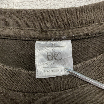 B＆C　半袖プリントTシャツ　アーチプリント　3連プリント　両面プリント　クルーネック　茶色　ブラウン　Mサイズ