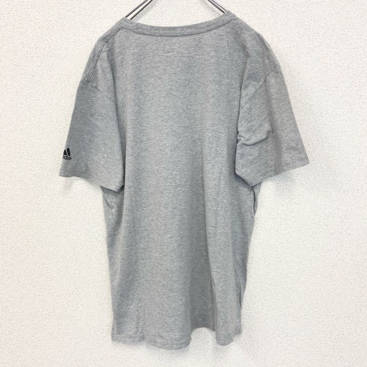 古着 used　adidas アディダス　半袖プリントTシャツ　グレー　シッソンヴィル　インディアンズ サッカー　Lサイズ