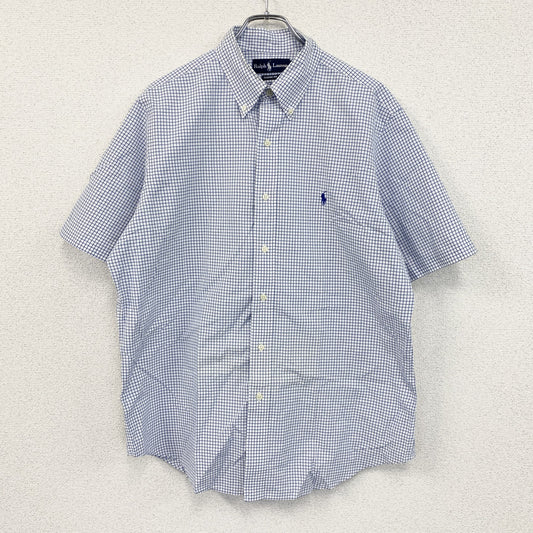 Ralph Lauren　ラルフローレン　CLASSIC FIT　半袖ボタンダウンシャツ　チェック柄　ブルー　Lサイズ