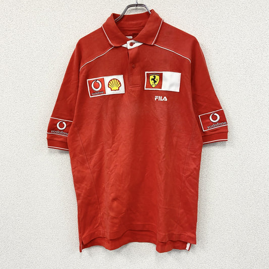 FILA　フィラ　半袖コラボポロシャツ　刺繡　ワッペン　フェラーリ　赤　レッド　Lサイズ