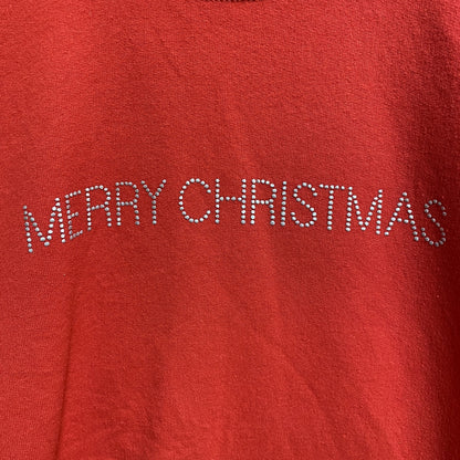 古着 used　GILDAN ギルダン　長袖クルーネックスウェット　トレーナー　メリークリスマス　赤　レッド　秋冬服　Lサイズ