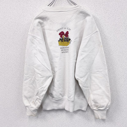 ～90s　crazy shirts　スウェット/トレーナー　ヴィンテージ　クリバンキャット　白　ホワイト　Sサイズ