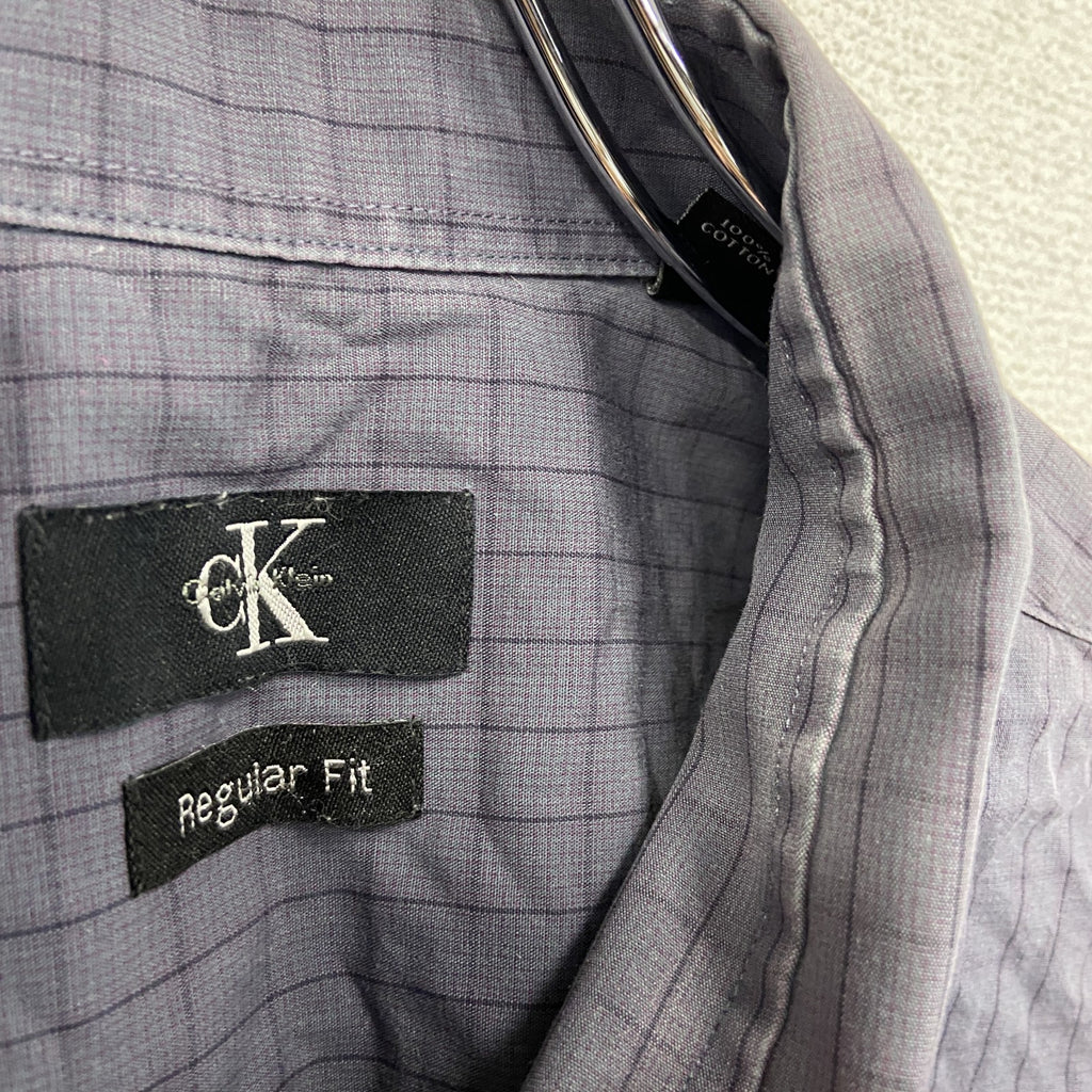 Calvin Klein　カルバンクライン　Regular Fit　長袖シャツ　チェック柄　紫　パープル　2XLサイズ