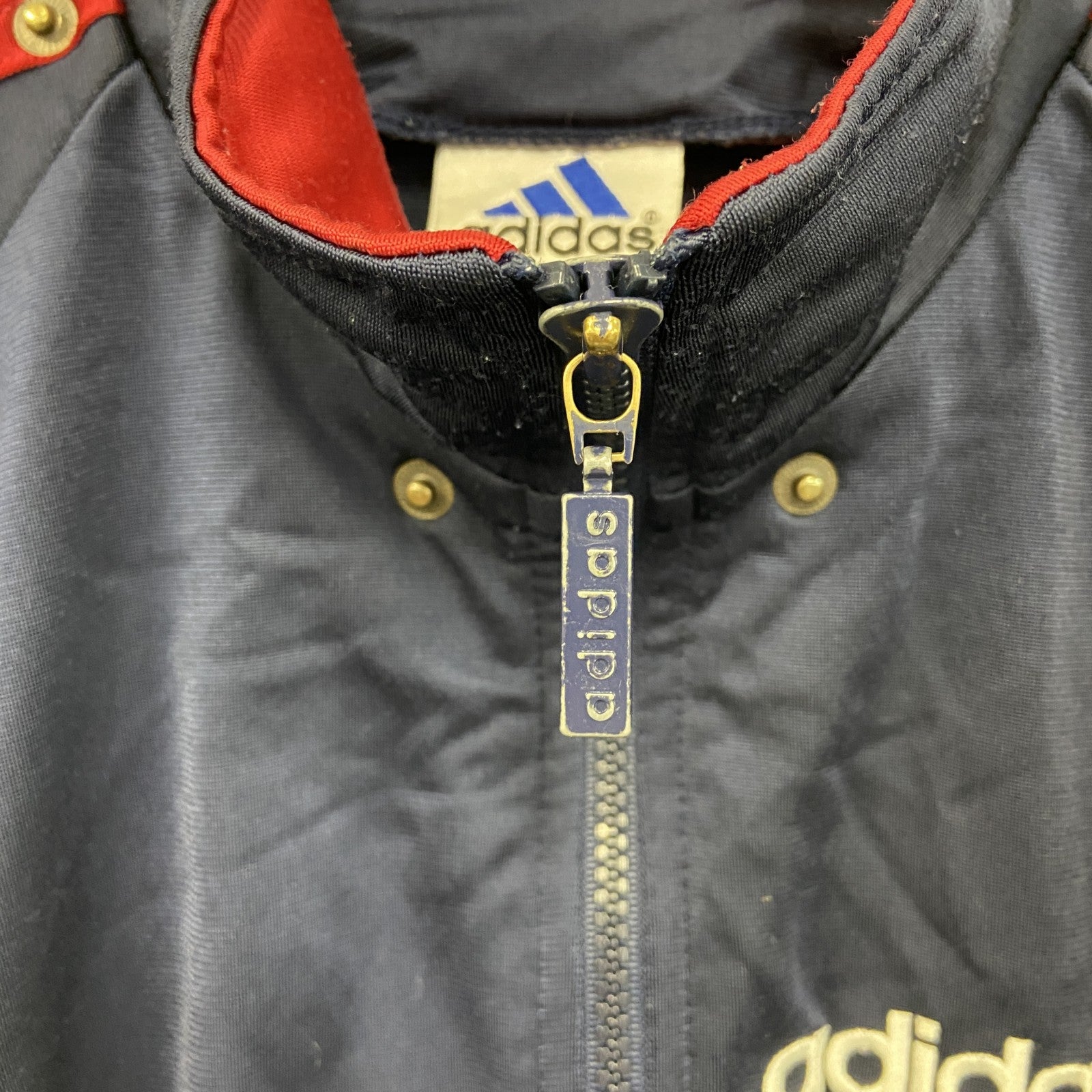 90s　adidas　アディダス　フルジップトラックジャケット/ジャージ　ヴィンテージ　紺　ネイビー　XLサイズ