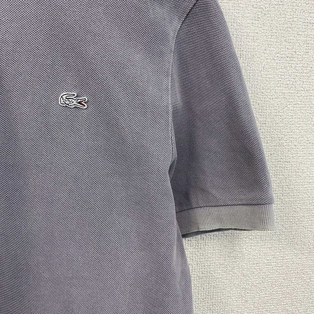 LACOSTE　ラコステ　半袖ポロシャツ　ウオッシュド加工　刺繍ロゴ　灰色　グレー　4サイズ