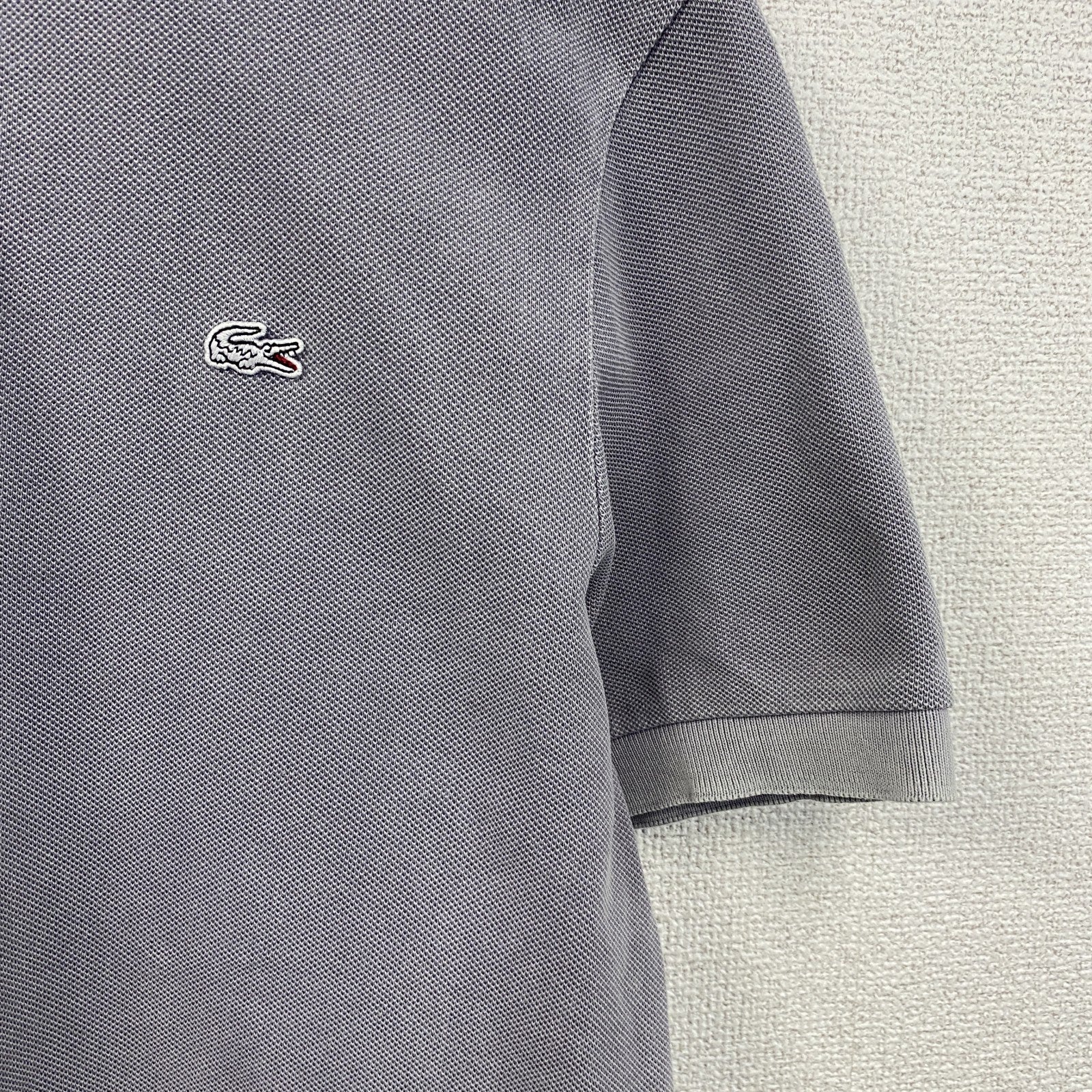 LACOSTE　ラコステ　半袖ポロシャツ　ウオッシュド加工　刺繍ロゴ　灰色　グレー　4サイズ