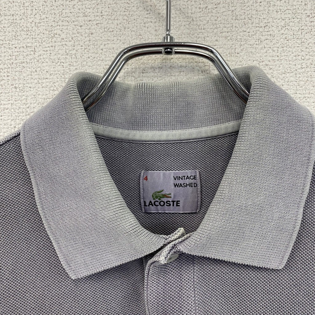 LACOSTE　ラコステ　半袖ポロシャツ　ウオッシュド加工　刺繍ロゴ　灰色　グレー　4サイズ