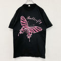 バタフライ　半袖プリントTシャツ　ユーロ　黒　ブラック　Mサイズ