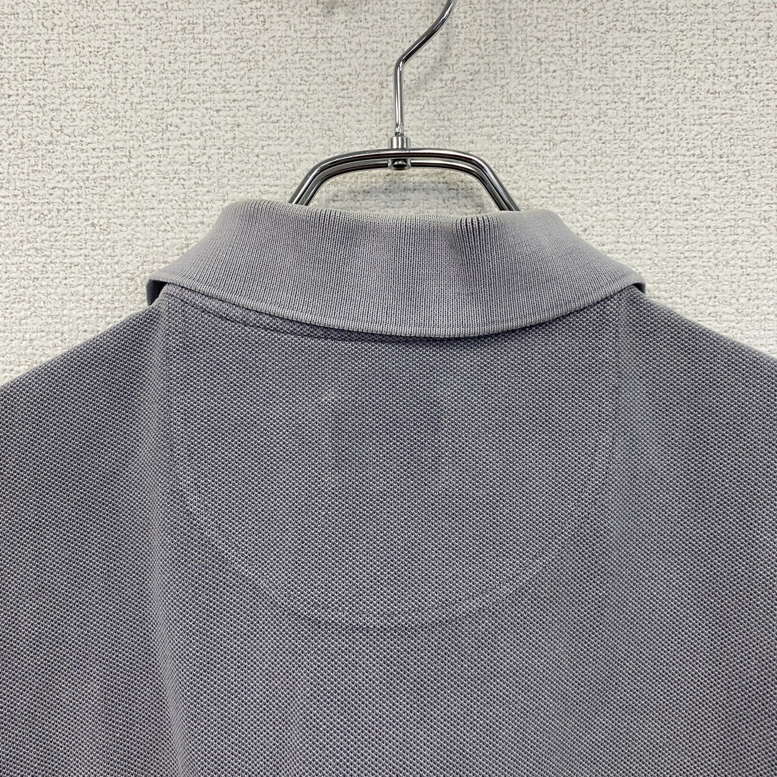 LACOSTE　ラコステ　半袖ポロシャツ　ウオッシュド加工　刺繍ロゴ　灰色　グレー　4サイズ