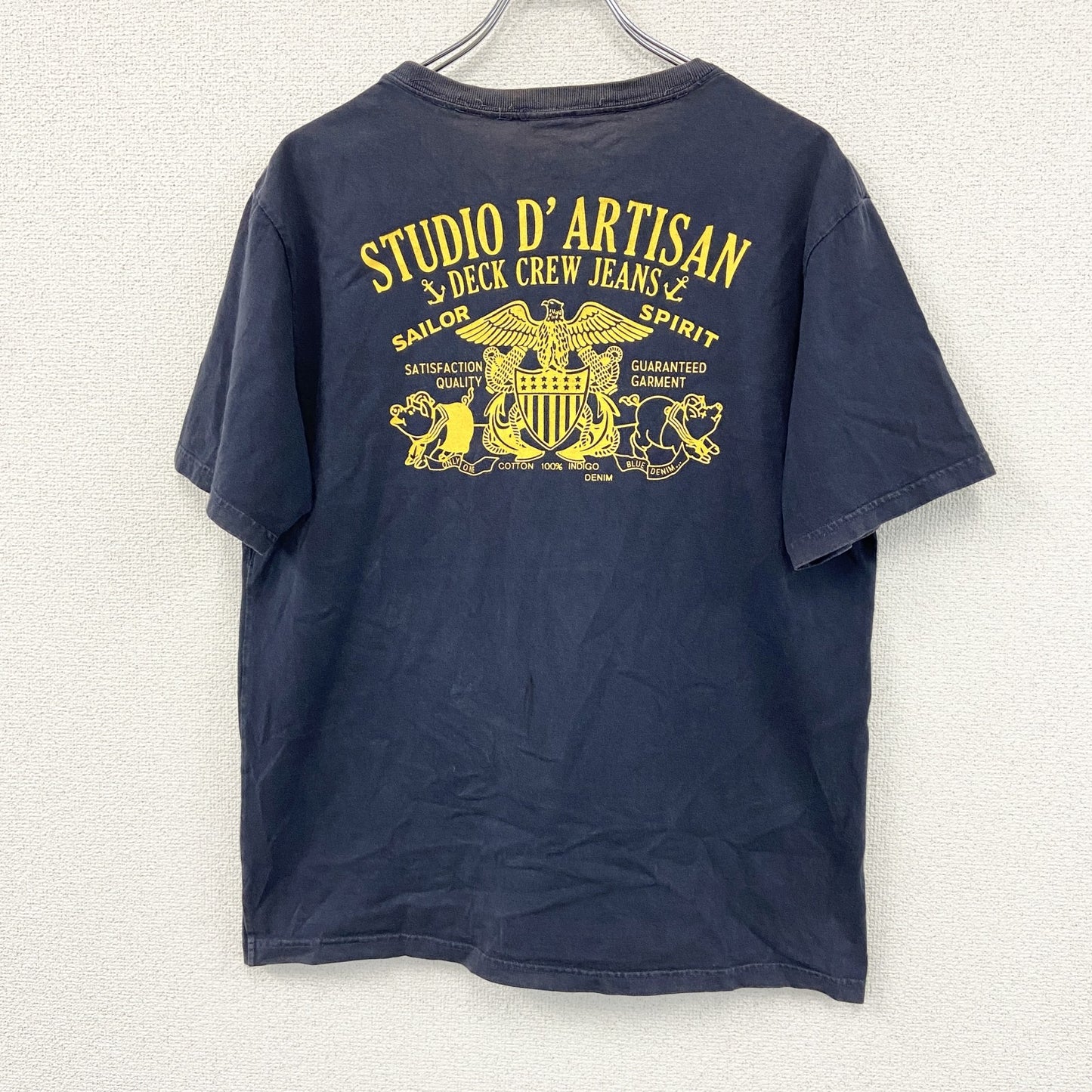 Studio Dartisan　米軍　U.S.NAVY　半袖プリントＴシャツ　フェード　アーチプリント　紺　ネイビー　XLサイズ