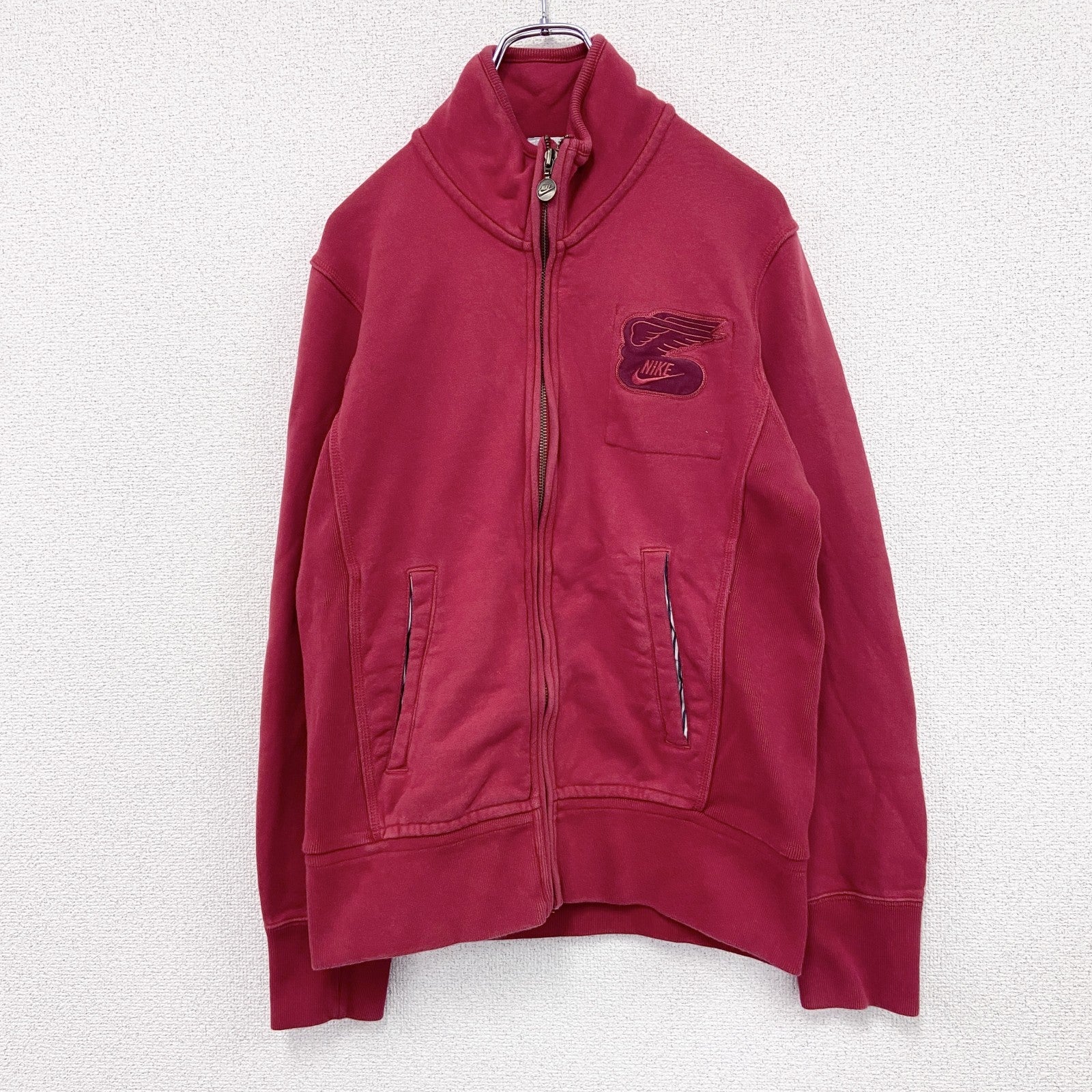 NIKE　ナイキ　スウェットトラックジャケット/ジャージ　スウッシュ　デカロゴ　赤　レッド　Sサイズ