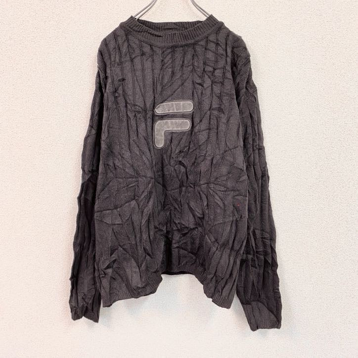 FILA　フィラ　ポリエステルニット　セーター　黒　ブラック　XXLサイズ