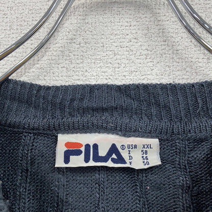 FILA　フィラ　ポリエステルニット　セーター　黒　ブラック　XXLサイズ
